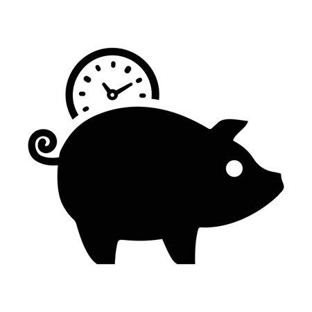 Bank time, bank, savings icon. Black vector designのイラスト素材