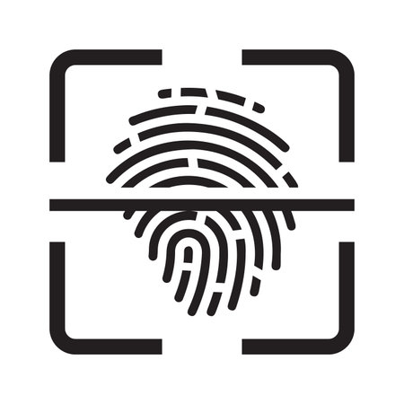 Biometric, Scan, Fingerprint, Identity Icon. Black vector designのイラスト素材