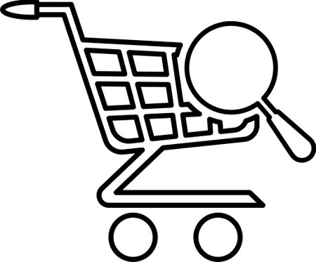 Cart search, bag, basket icon. Outline vectorのイラスト素材
