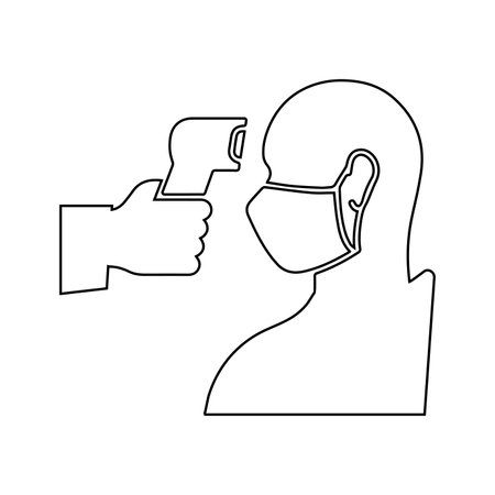 Corona symptoms, fever, flu, symbols icon. Outline vector design.のイラスト素材