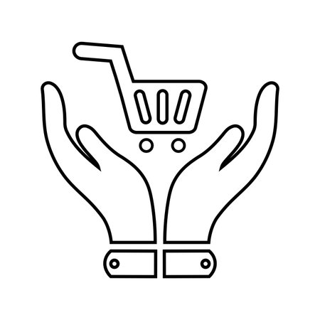 Cart, protection, security, shopping icon. Outline vector illustration.のイラスト素材