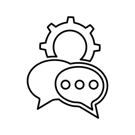 Chat settings, chat, cog icon. Outline vectorのイラスト素材