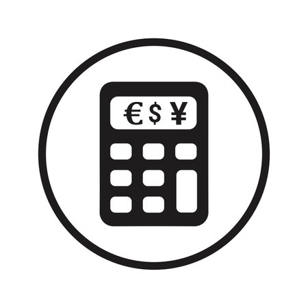 Calc, calculation, calculator icon. Black vector design.のイラスト素材