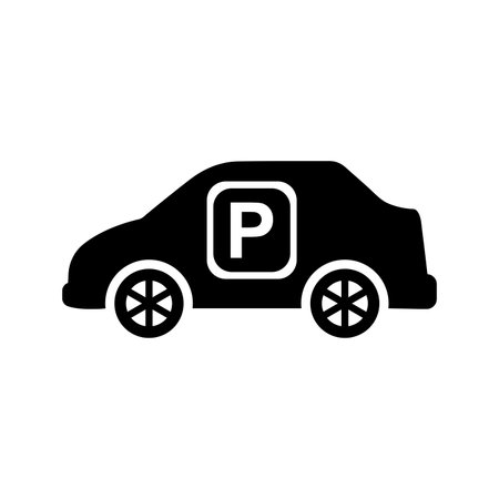 Car, lot, parking icon. Black vector design.のイラスト素材