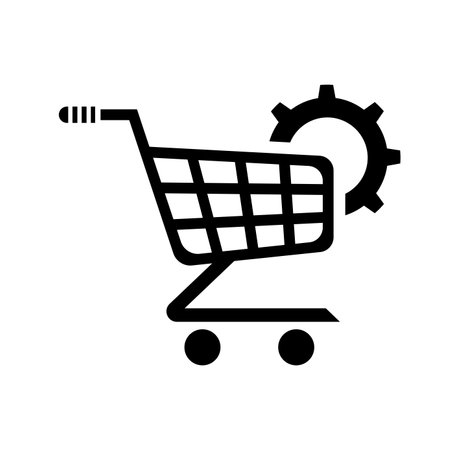 Cart, setting icon. Black vector designのイラスト素材