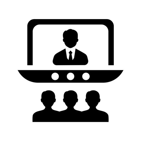 Conference, lecture icon. Black vector illustration.のイラスト素材