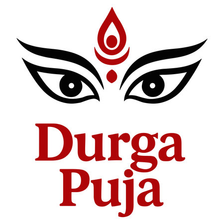 Durga puja festival vector illustration with goddess eyes symbol and red decorative design in traditional artwork isolated on transparent backgroundのイラスト素材