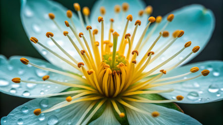Close-up view of seed structures in a blooming flower nature macro photography tranquil environmentの素材
