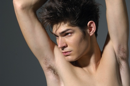 Close up sexy handsome muscular young manの写真素材