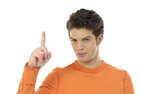 Man pointing fingerの写真素材