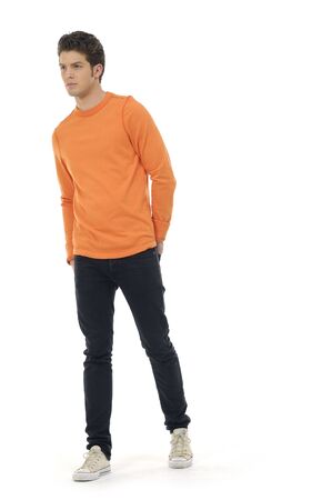 Portrait of smiling happy glad guy in casuals の写真素材