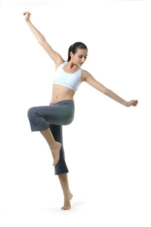 Portrait of a pretty girl exercising の写真素材