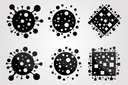 coronavirus pack set of six elements in different minimalistic vector stylesのイラスト素材
