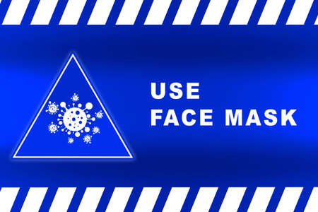 sign use face mask on caution lines backgrounds worn hazard stripes warning tapes danger signsの写真素材