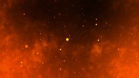 Epic fire animation with flying sparks. Dramatic backgroundの写真素材