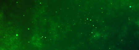 Toxic green horizontal background with chaotic flying particlesの写真素材