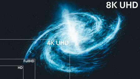 8K, 4K, Full HD, HD Standard Television Resolution Sizeの写真素材