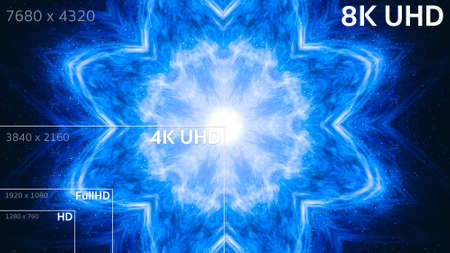 8K, 4K, Full HD, HD Standard Television Resolution Sizeの写真素材