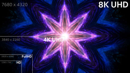 8K, 4K, Full HD, HD Standard Television Resolution Sizeの写真素材