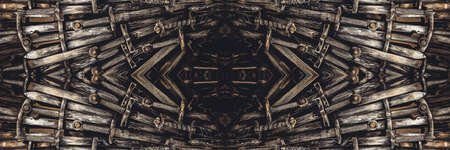 Metal knight swords horizontal background. Close up. The concept Knights.の写真素材