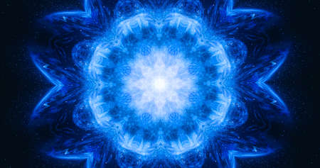 Ornamental vintage mosaic art flower. Abstract esoteric cosmic mandala. The budding lotus flower.の写真素材