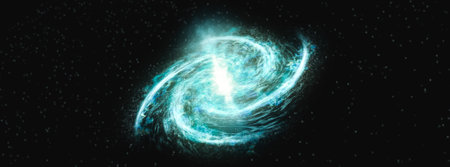 Milky Way Galaxy. Concept of interplanetary travel. Panorama, web banner size.の写真素材