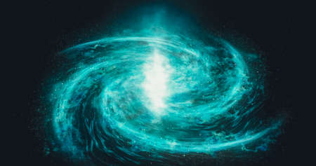 The galaxy glowing neon light. Blue abstract galaxy background.の写真素材