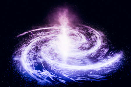 Galaxy closeup in space. Color cluster of stars around the center of the galaxy.の写真素材