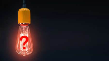 Question mark in the middle of retro lamps.の写真素材