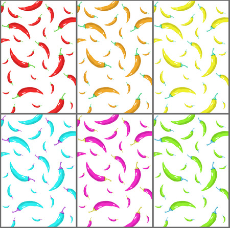 Color chili pepper wallpaper on isolated background , white , red , black , green , blueの写真素材