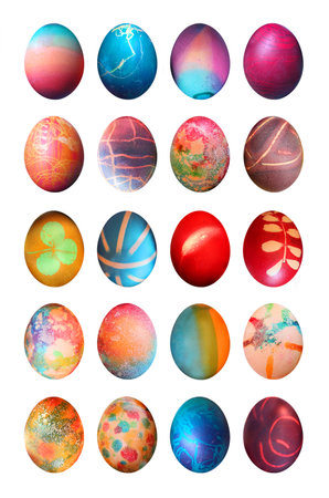 Orthodox Easter is celebrated with colored eggsの写真素材
