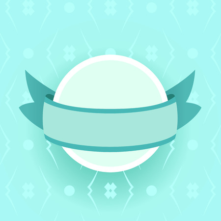 Abstract turquoise round frame with a ribbonのイラスト素材