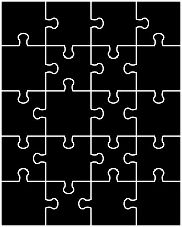 Vector illustration of black puzzle, separate partsのイラスト素材