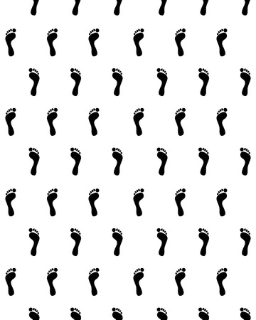 Seamless pattern of black silhouettes of prints of human feetのイラスト素材
