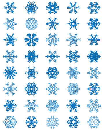 Set of different blue snowflakes.のイラスト素材
