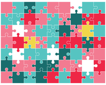 Colorful shiny puzzle, separate pieces
