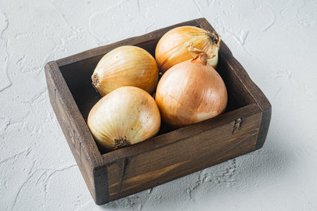 Fresh onions, on white backgroundの写真素材