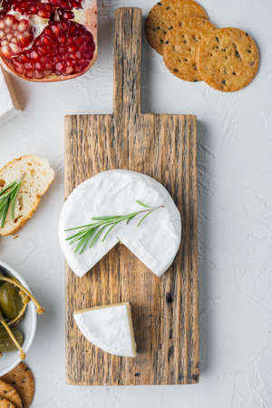Farm cheese camembert set, on white background, top viewの写真素材