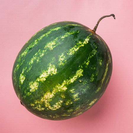 Whole fresh ripe watermelon set, on pink textured summer background