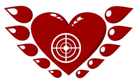 winged red heart with a target in the middleのイラスト素材