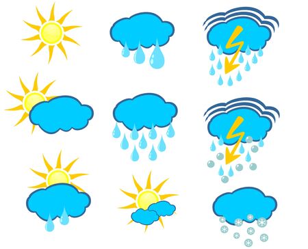 weather icons in different stages and seasonsのイラスト素材