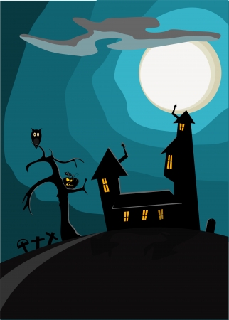 halloween card in blue and gray tonesのイラスト素材