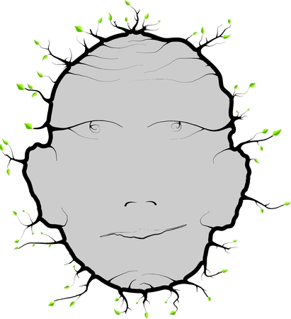 Human head with leaves recessed roots for future useeのイラスト素材