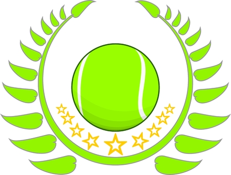 tennis ball with stars and a sprig aroundのイラスト素材