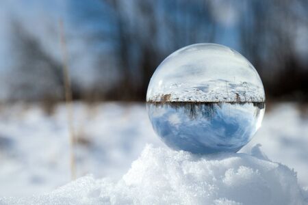 Crystal ball in snowの写真素材