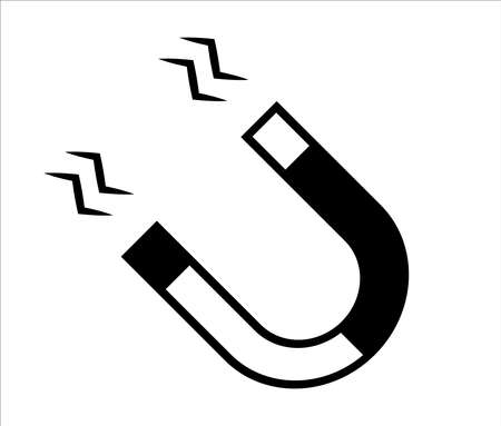 Black and white magnet icon. Magnetic equipment illustration.のイラスト素材