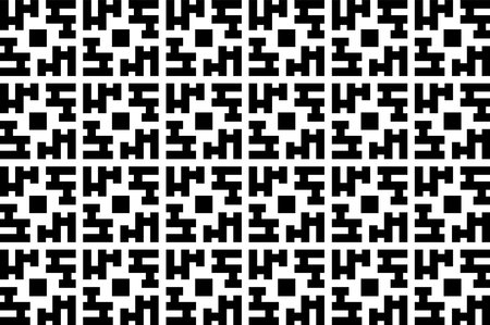 Abstract black and white pattern. Monochrome seamless geometric pattern. Repeating shapes, geometric elements.のイラスト素材