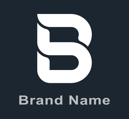 Letter B, uppercase letter B logo icon, abstract geometric flat character shape. Editable preset for logo design.のイラスト素材