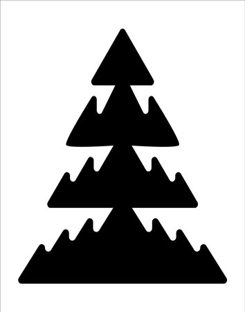 Christmas tree illustration. Black and white, monochrome Christmas tree decorative, stylized illustration.のイラスト素材