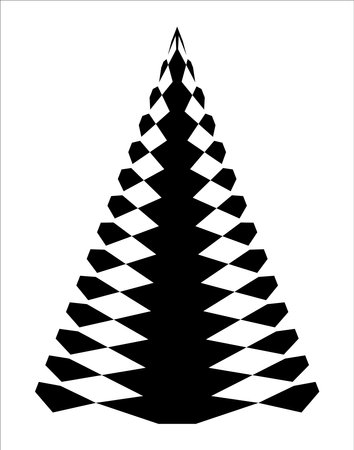 Christmas tree illustration. Black and white, monochrome Christmas tree decorative, stylized illustration.のイラスト素材